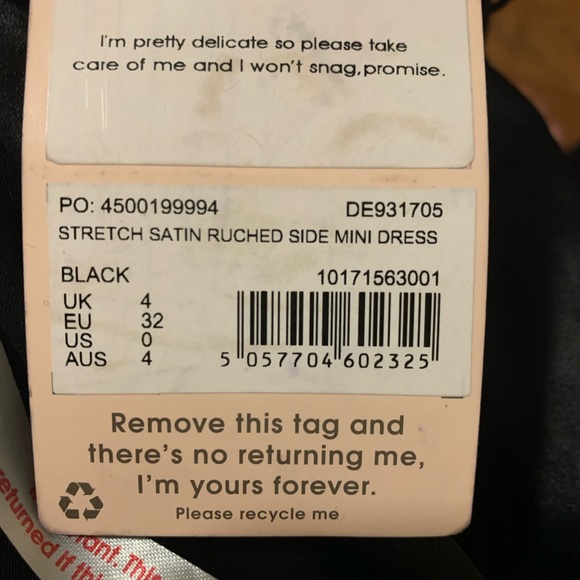 NWT Misguided Black Satin Ruched Side Mini Dress - Picture 10 of 12